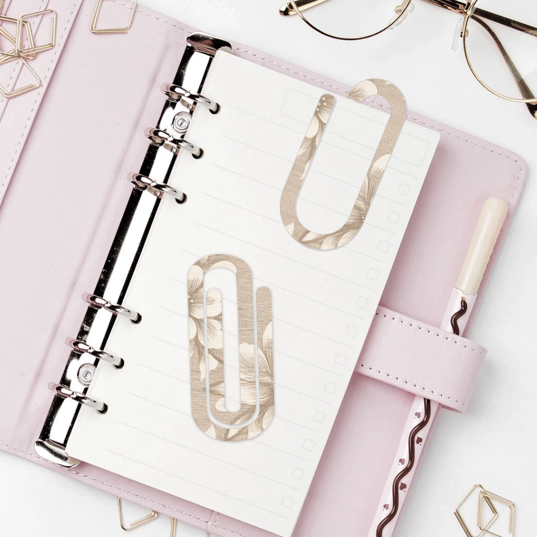 Jumbo Paperclip  -  Floral Linen
