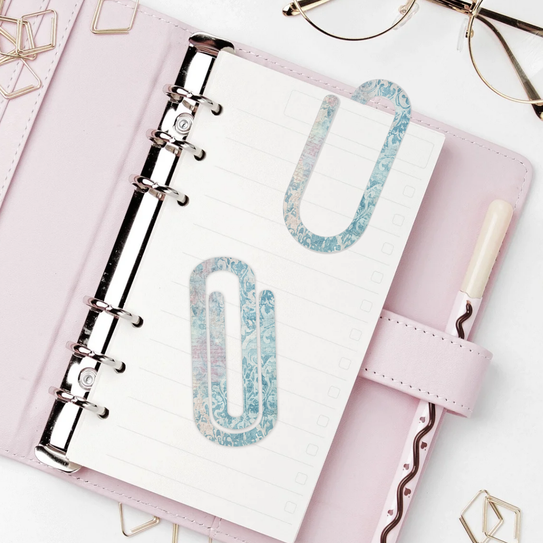 Jumbo Paperclip  -  Blue Damask