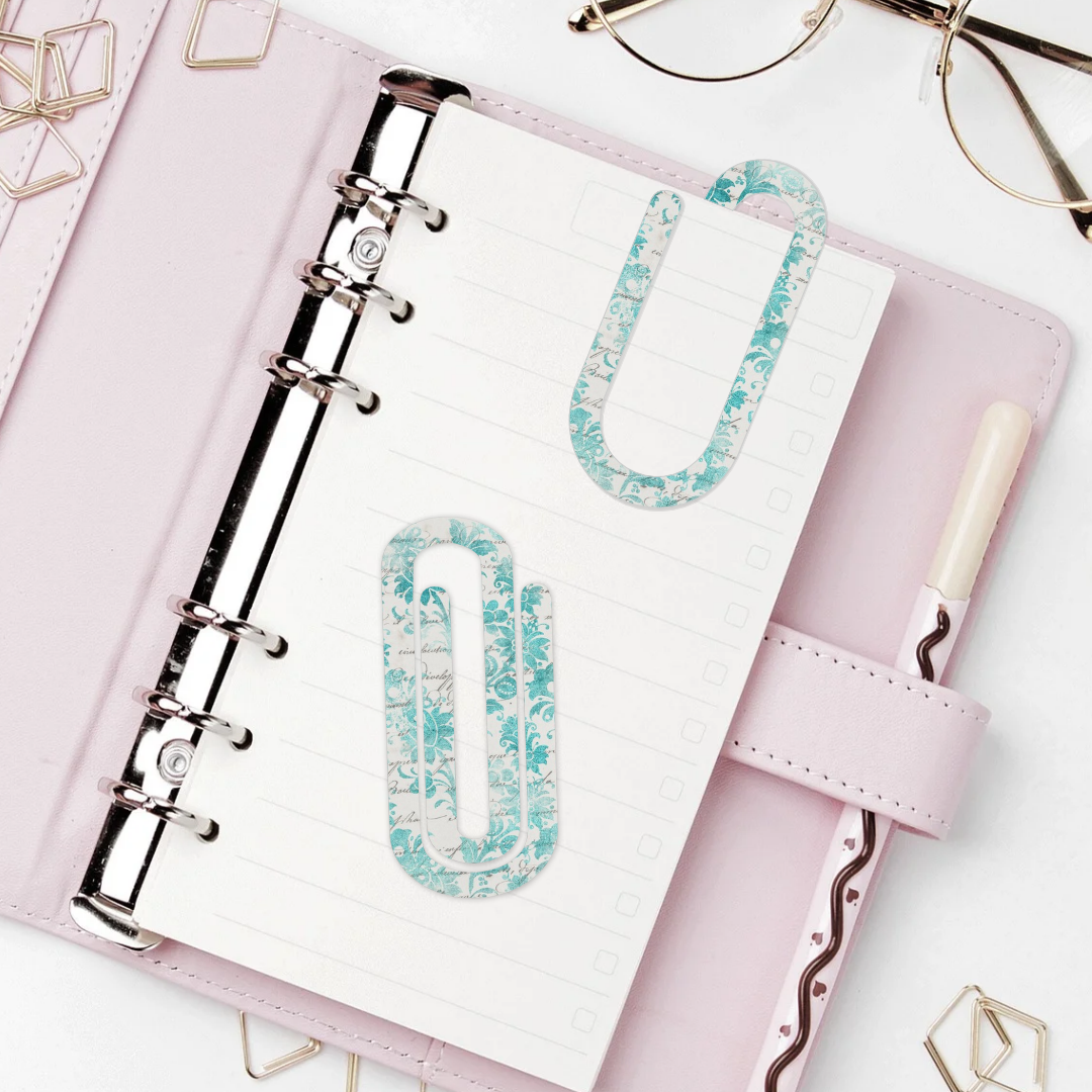 Jumbo Paperclip  -  Teal Script