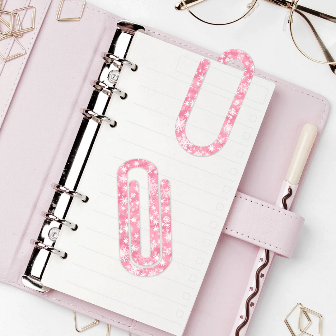 Jumbo Paperclip  -  Pink Snowflakes