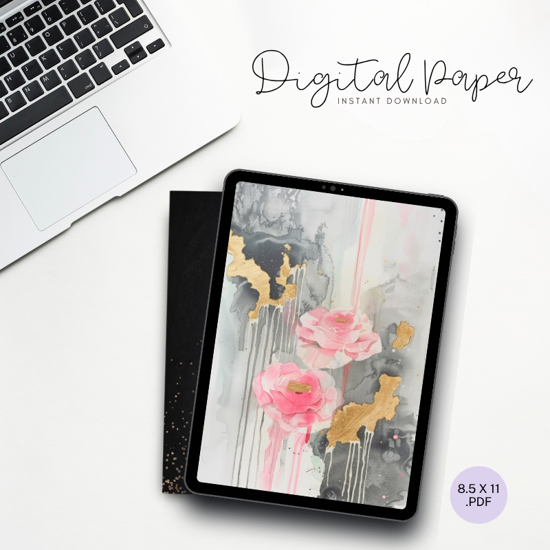 Digital Paper - Pink Rose Drip
