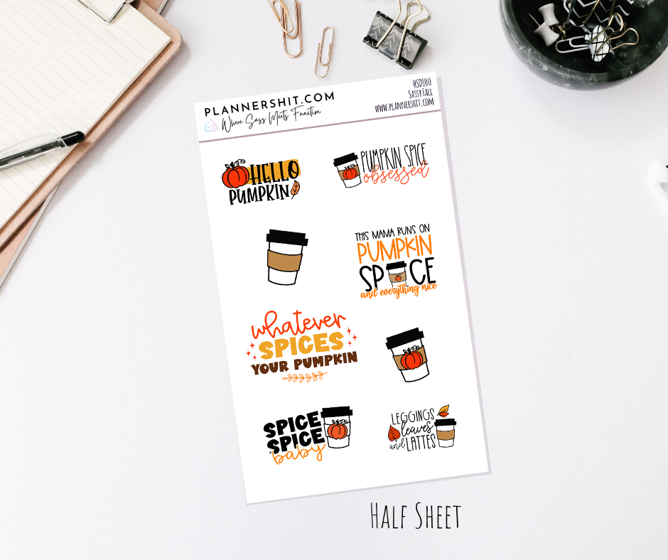 Half Sheet Planner Stickers - Sassy Fall