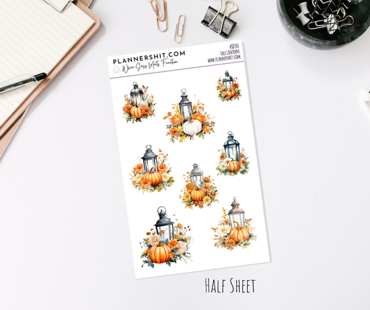 Half Sheet Planner Stickers - Fall Lanterns