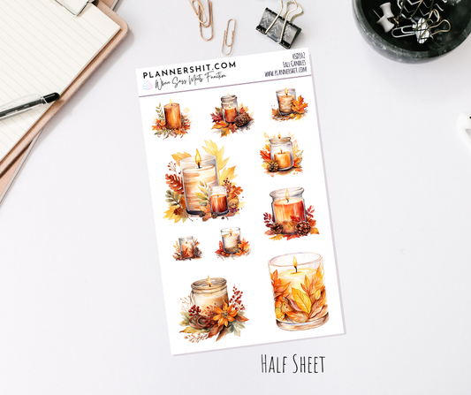 Half Sheet Planner Stickers - Fall Candles
