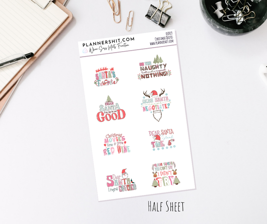 Half Sheet Planner Stickers - Christmas Quotes