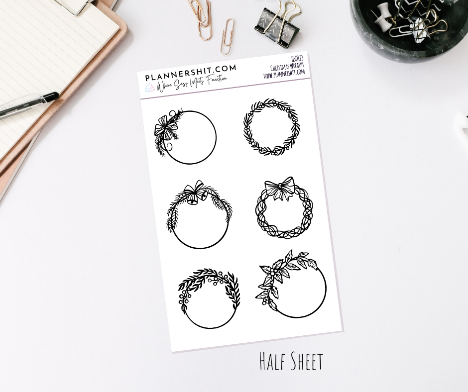 Half Sheet Planner Stickers - Christmas Wreaths