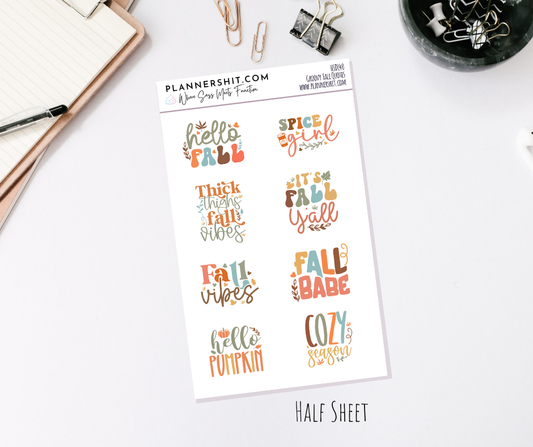 Half Sheet Planner Stickers - Groovy Fall Quotes