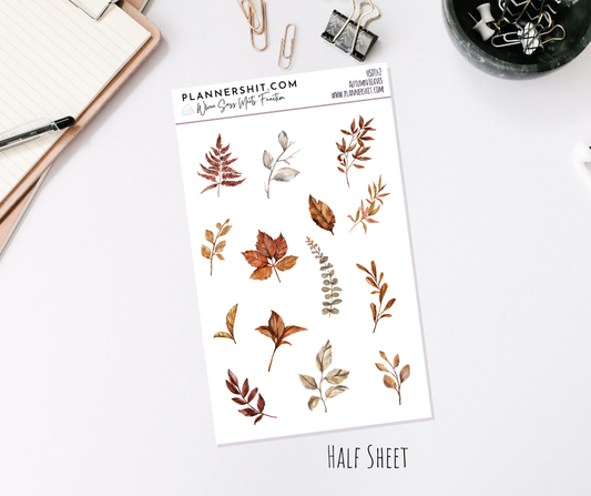 Half Sheet Planner Stickers - Autumn Leaves