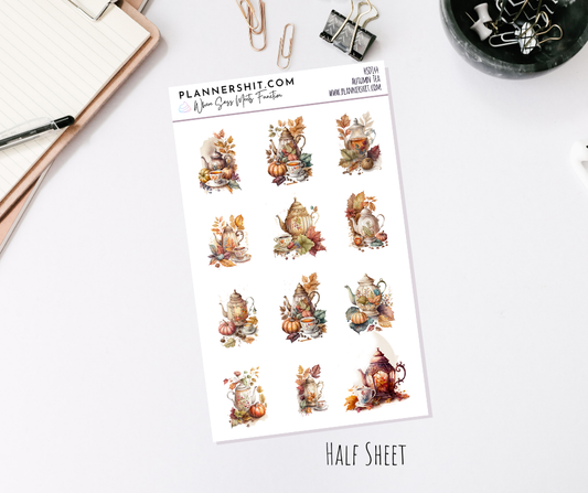 Half Sheet Planner Stickers - Autumn Tea