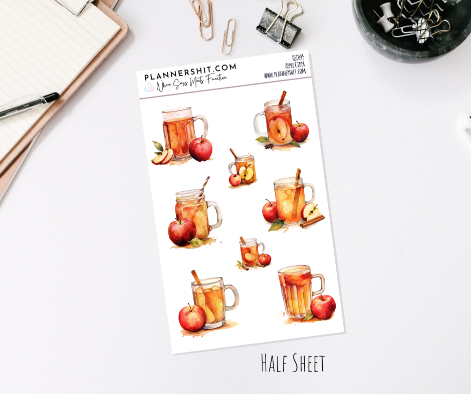 Half Sheet Planner Stickers - Apple Cider
