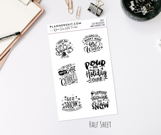 Half Sheet Planner Stickers - Sassy Winter Quotes