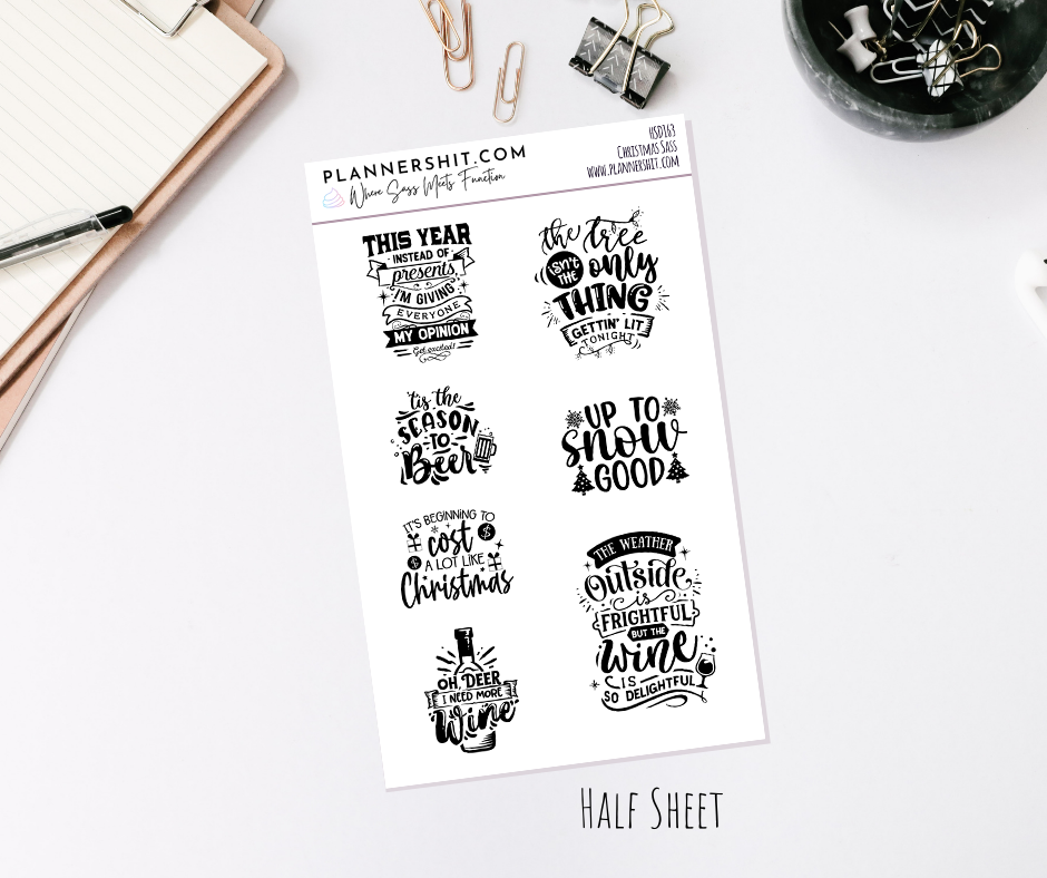 Half Sheet Planner Stickers - Christmas Sass