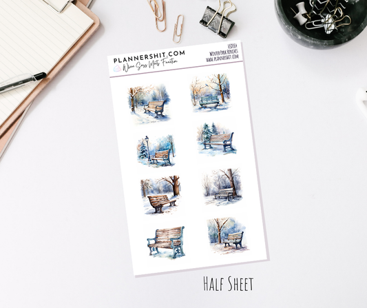 Half Sheet Planner Stickers - Winter Park Benches