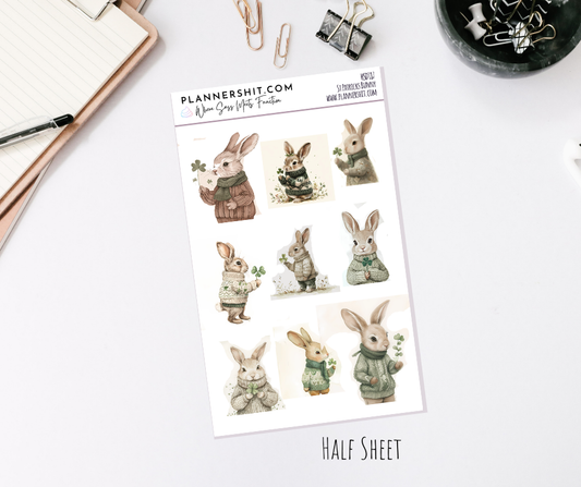 Half Sheet Planner Stickers - St Patricks BUnny