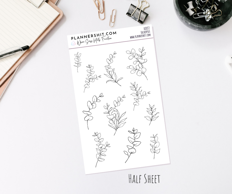 Half Sheet Planner Stickers - Eucalyptus