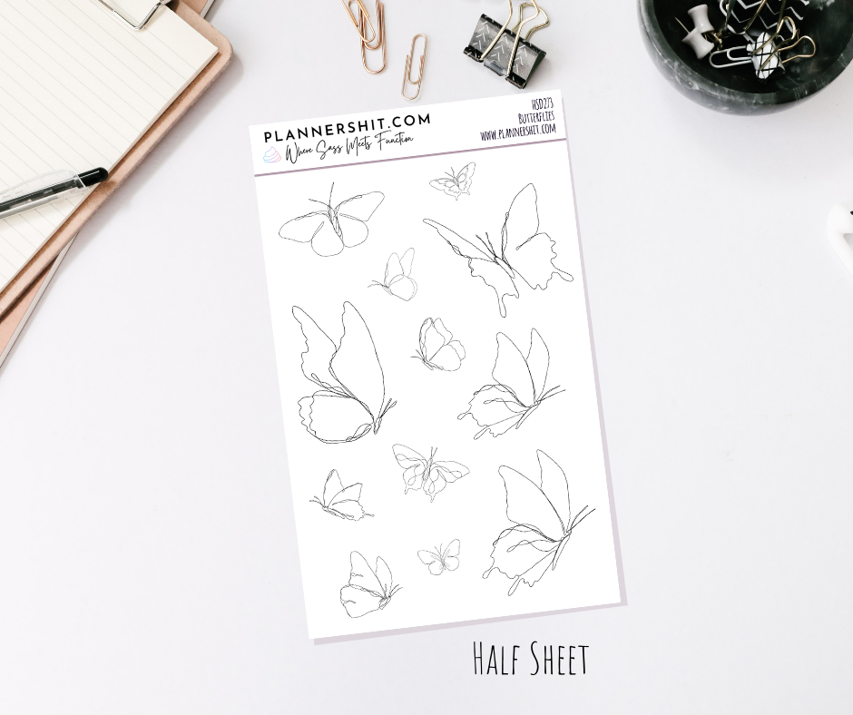 Half Sheet Planner Stickers - Butterflies