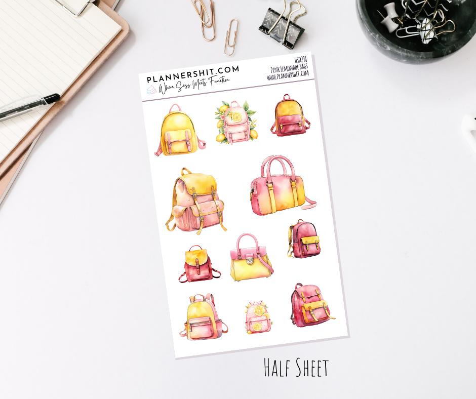 Half Sheet Planner Stickers - Pink Lemonade Bags