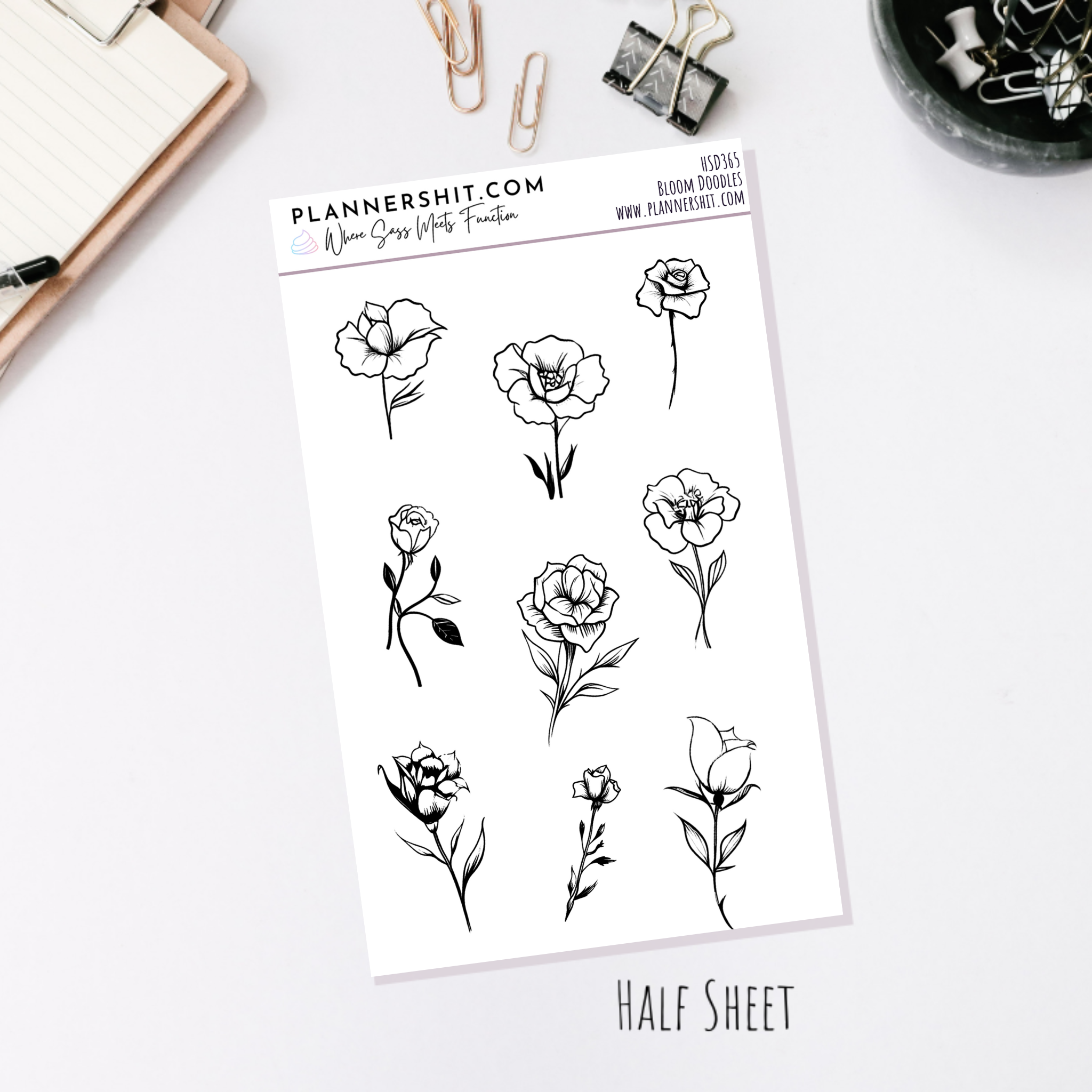 Half Sheet Planner Stickers - Bloom Doodles