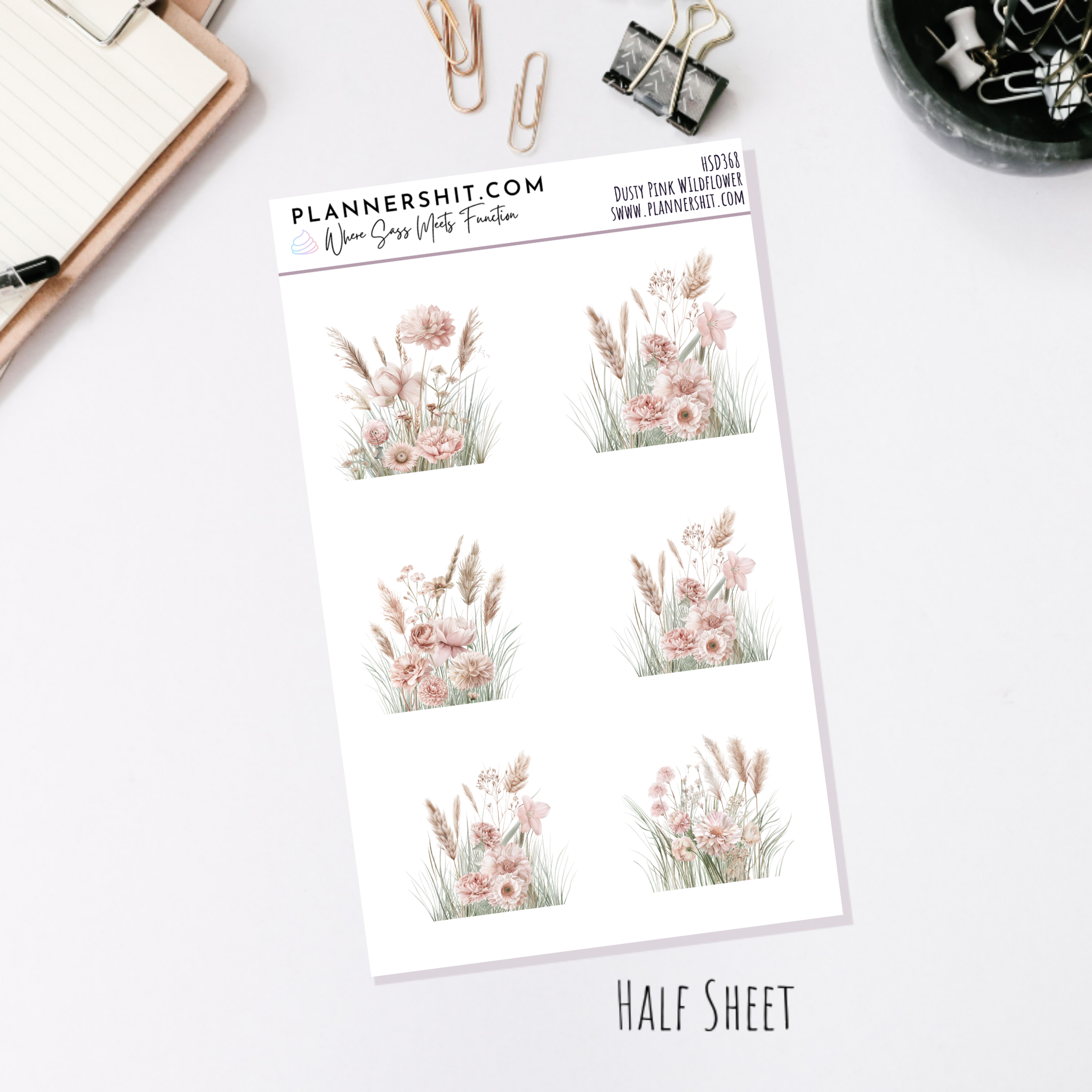 Half Sheet Weekly Mini Kit - Dusty Pink Wildflowers