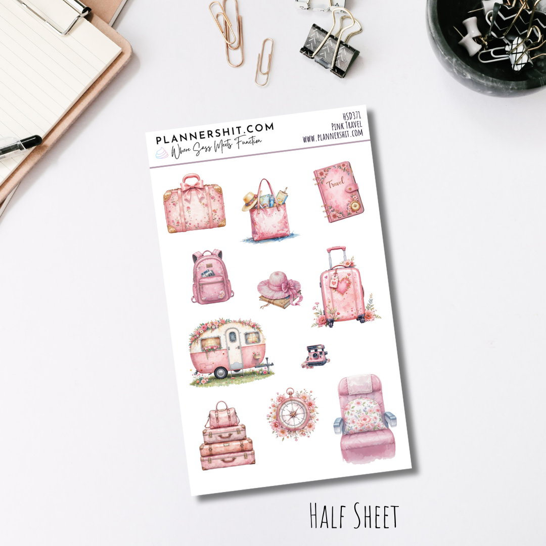 Half Sheet Weekly Mini Kit - Pink Travel