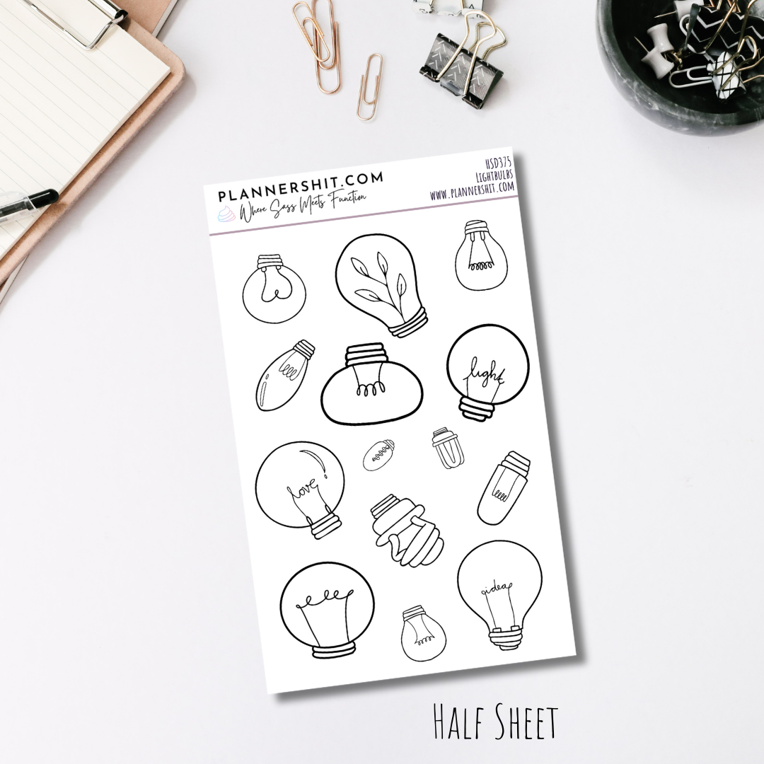 Half Sheet Planner Stickers - Lightbulbs