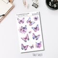 Half Sheet Planner Stickers - Purple Pastel Butterflies