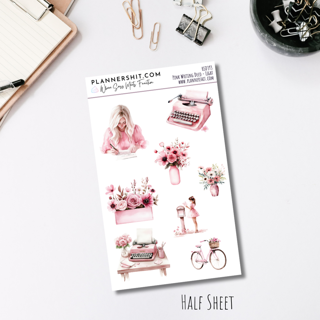Half Sheet Weekly Mini Kit - Pink Writing