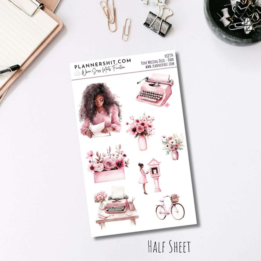 Half Sheet Weekly Mini Kit - Pink Writing
