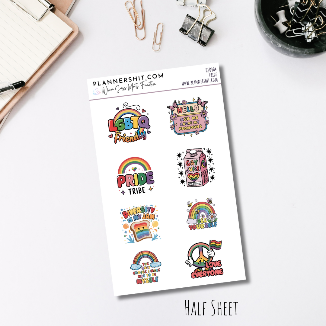 Half Sheet Planner Stickers - Pride Deco