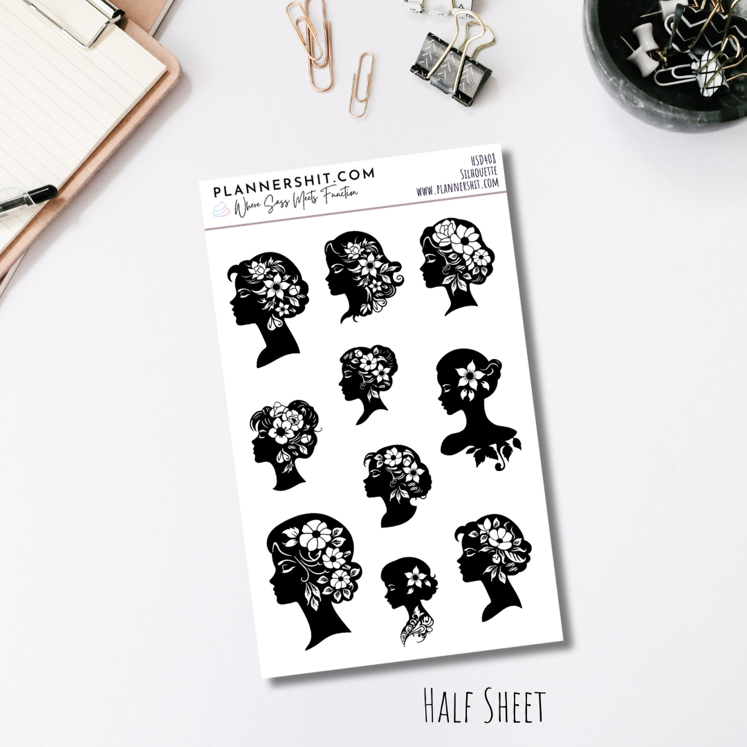 Half Sheet Planner Stickers - Silhouettes