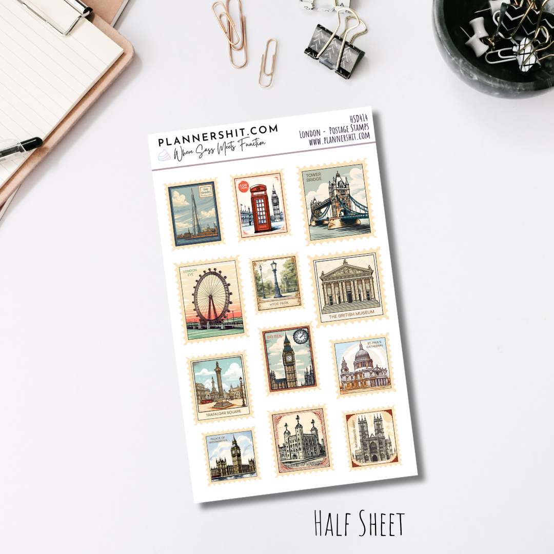 Half Sheet Planner Stickers - London Stamps