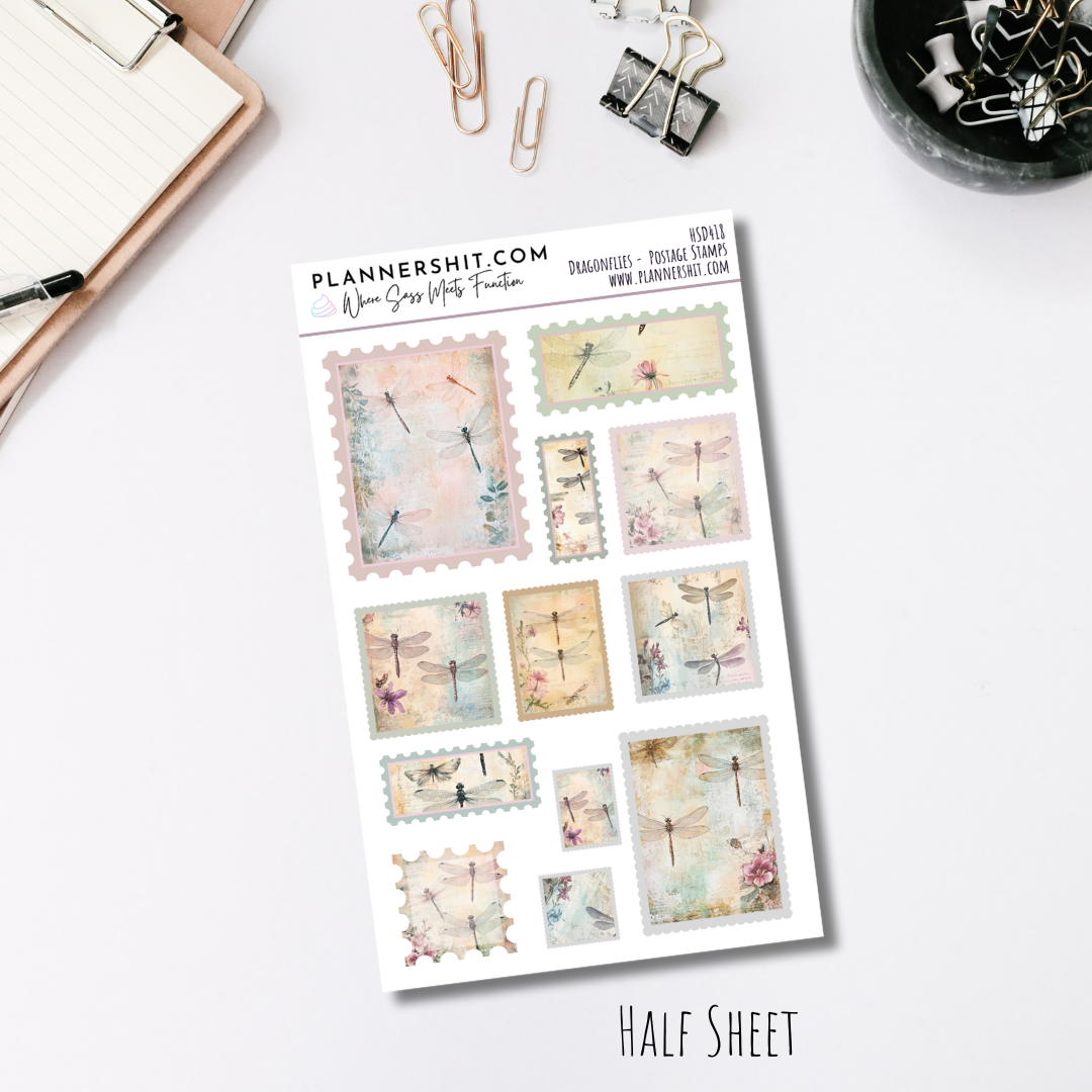 Half Sheet Planner Stickers - Dragonfly Stamps