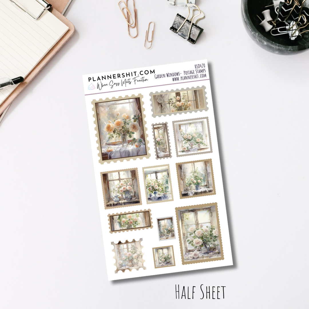 Half Sheet Planner Stickers - Garden Window Stamps