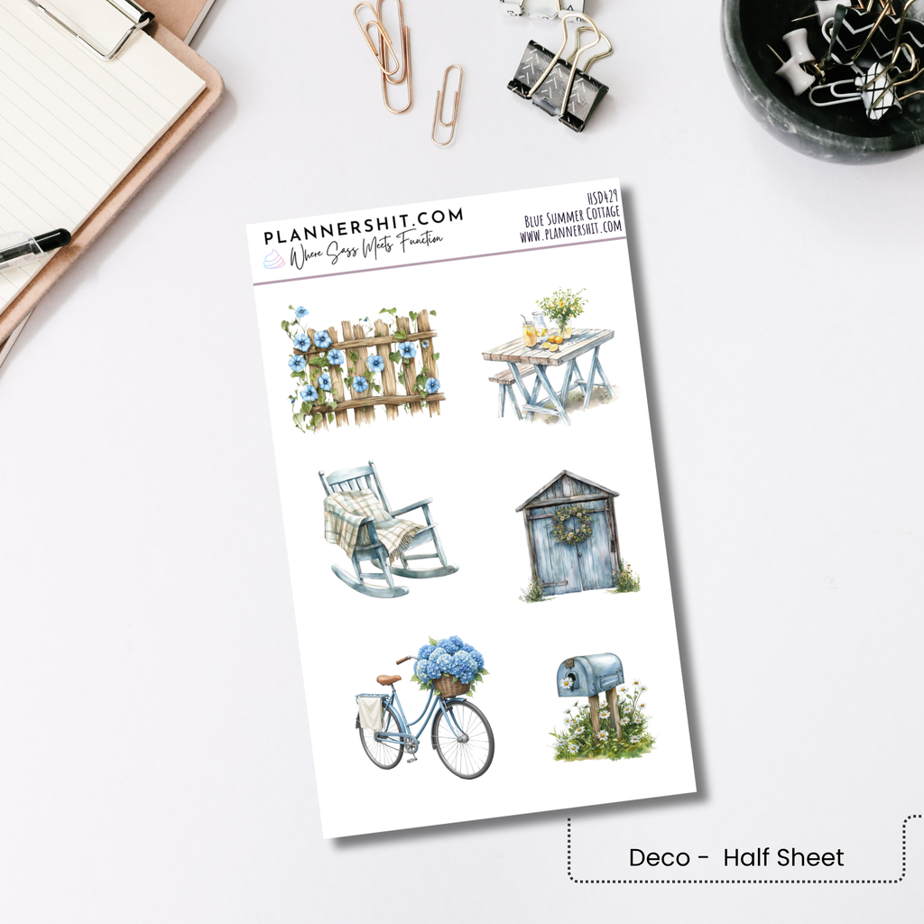 Half Sheet Weekly Mini Kit - Blue Summer Cottage