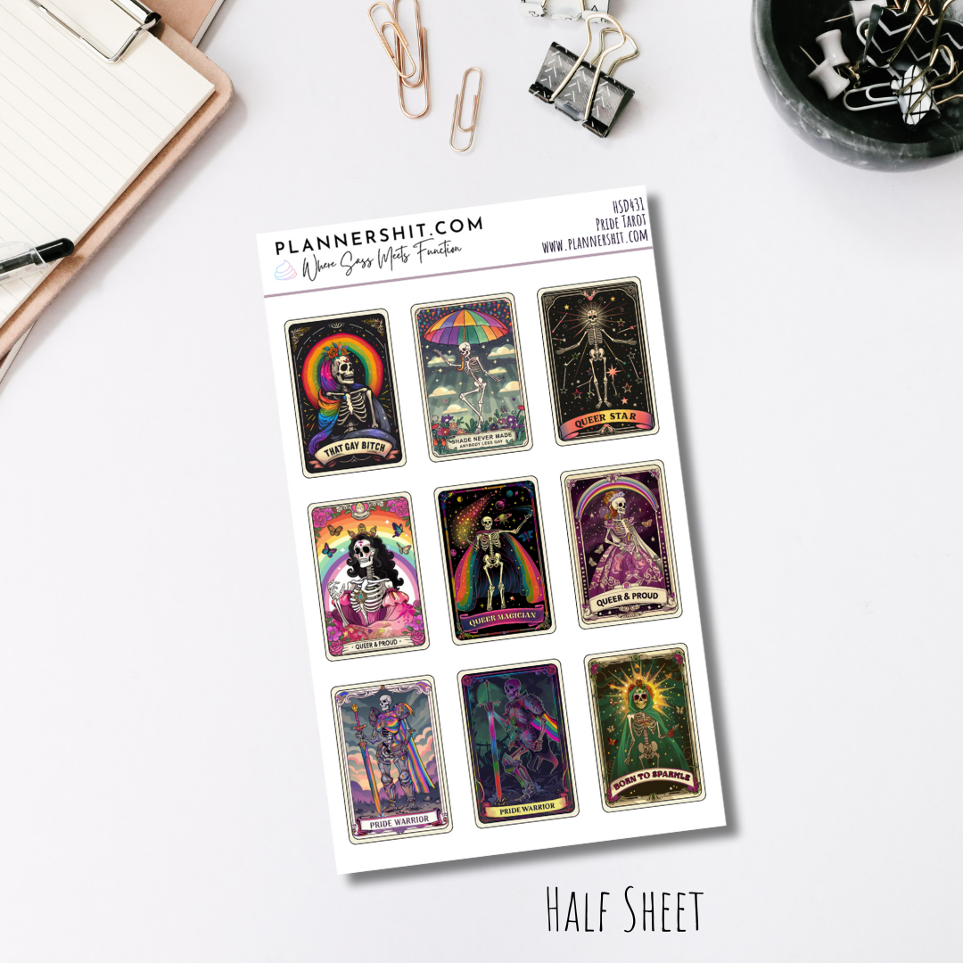 Half Sheet Planner Stickers - Pride Tarot