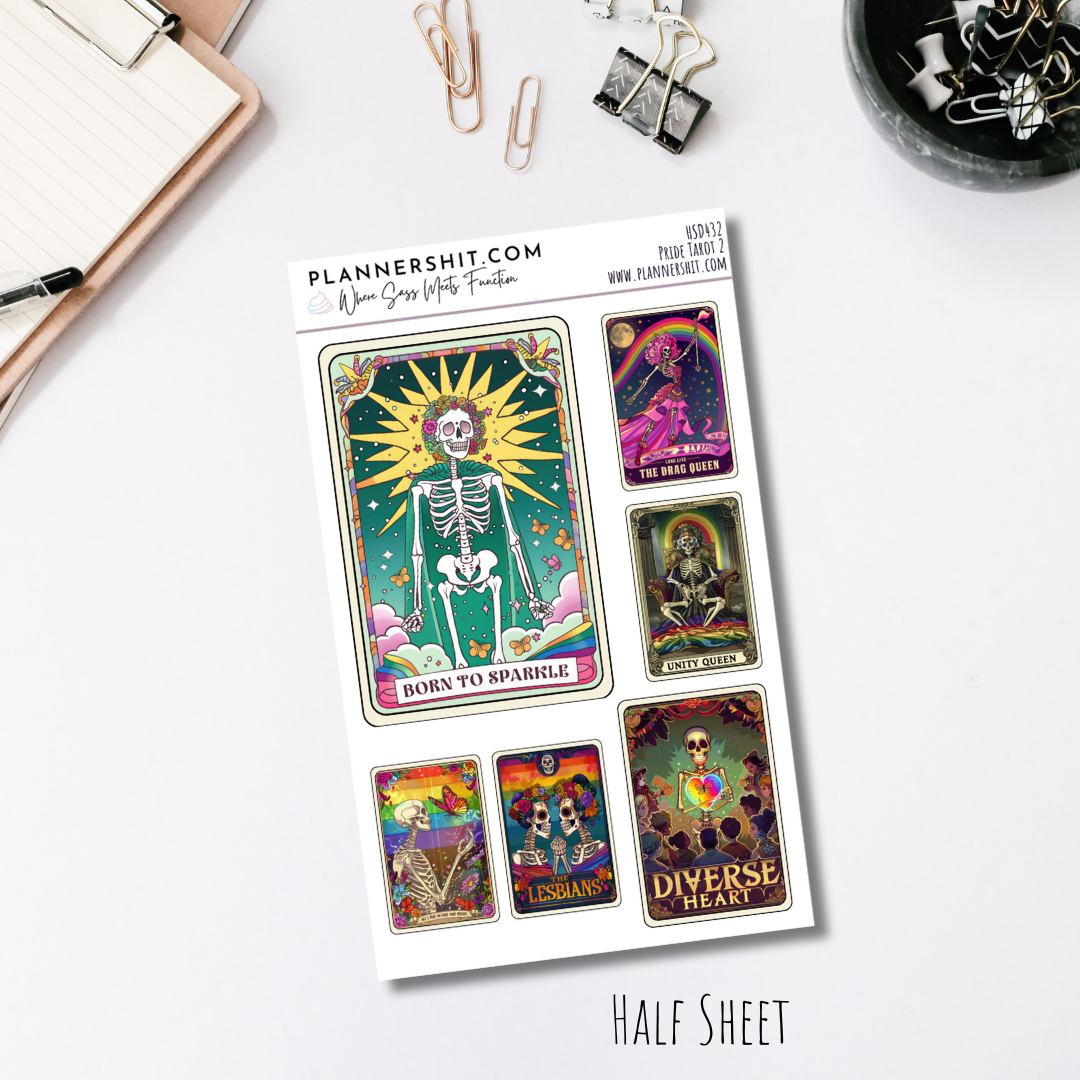 Half Sheet Planner Stickers - Pride Tarot 2