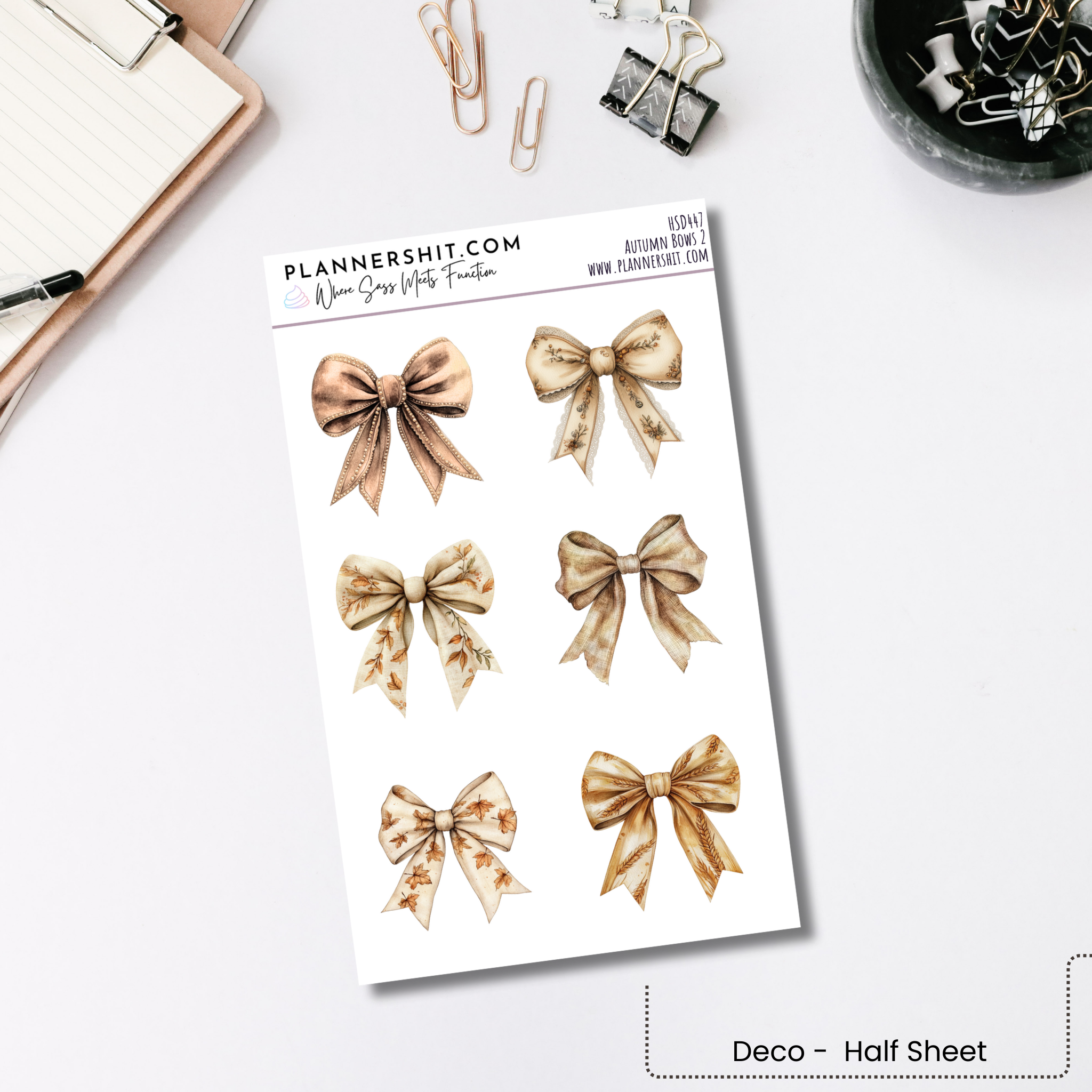 Half Sheet Planner Stickers - Autumn Bows 2