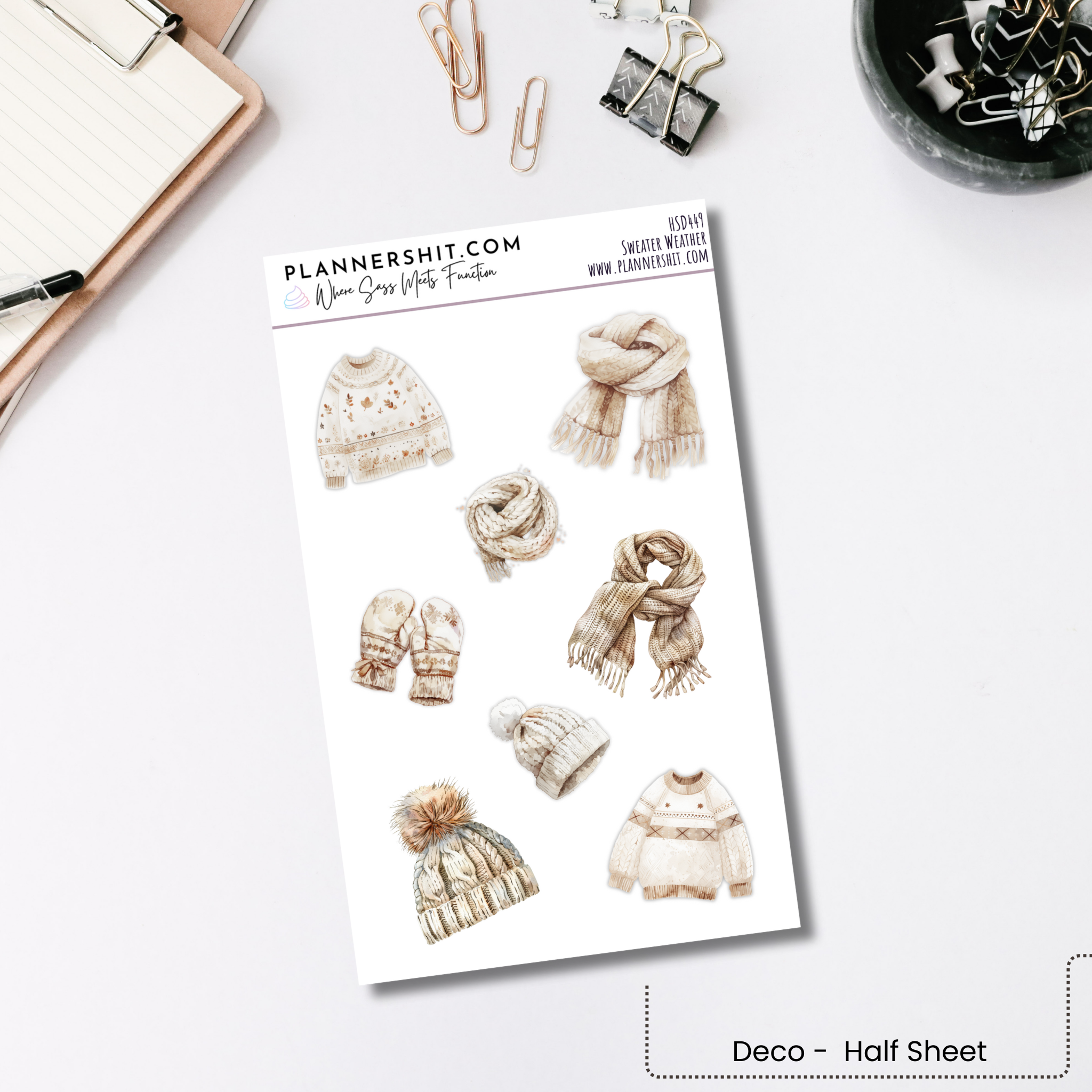 Half Sheet Planner Stickers - Sweater Weather
