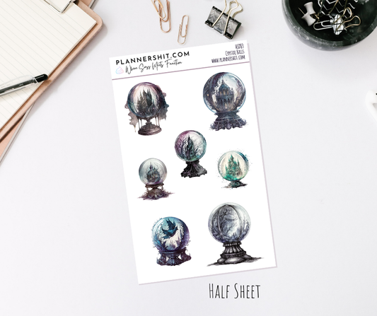 Half Sheet Planner Stickers - Crystal Balls