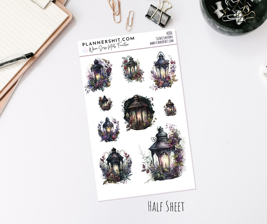 Half Sheet Planner Stickers - Gothic Lanterns