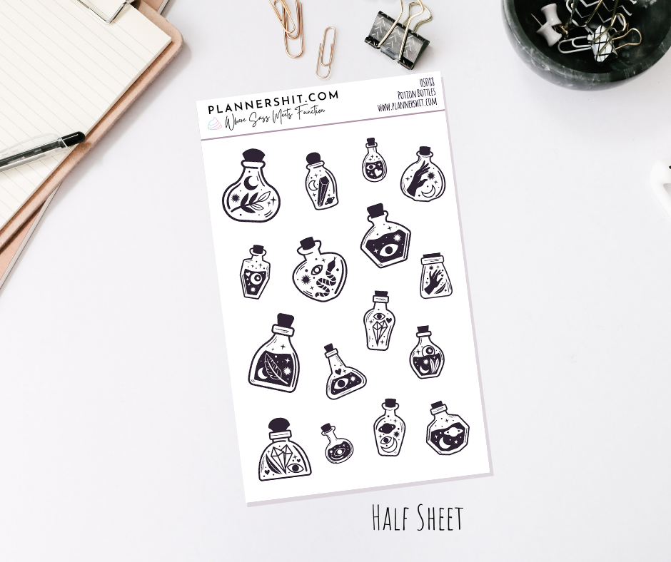 Half Sheet Planner Stickers - Potion Bottles