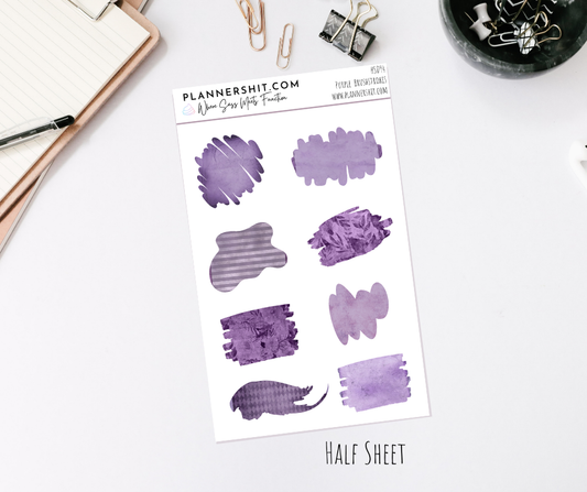 Half Sheet Planner Stickers - Purple Brushstrokes