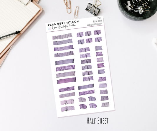 Half Sheet Planner Stickers - Purple Washi