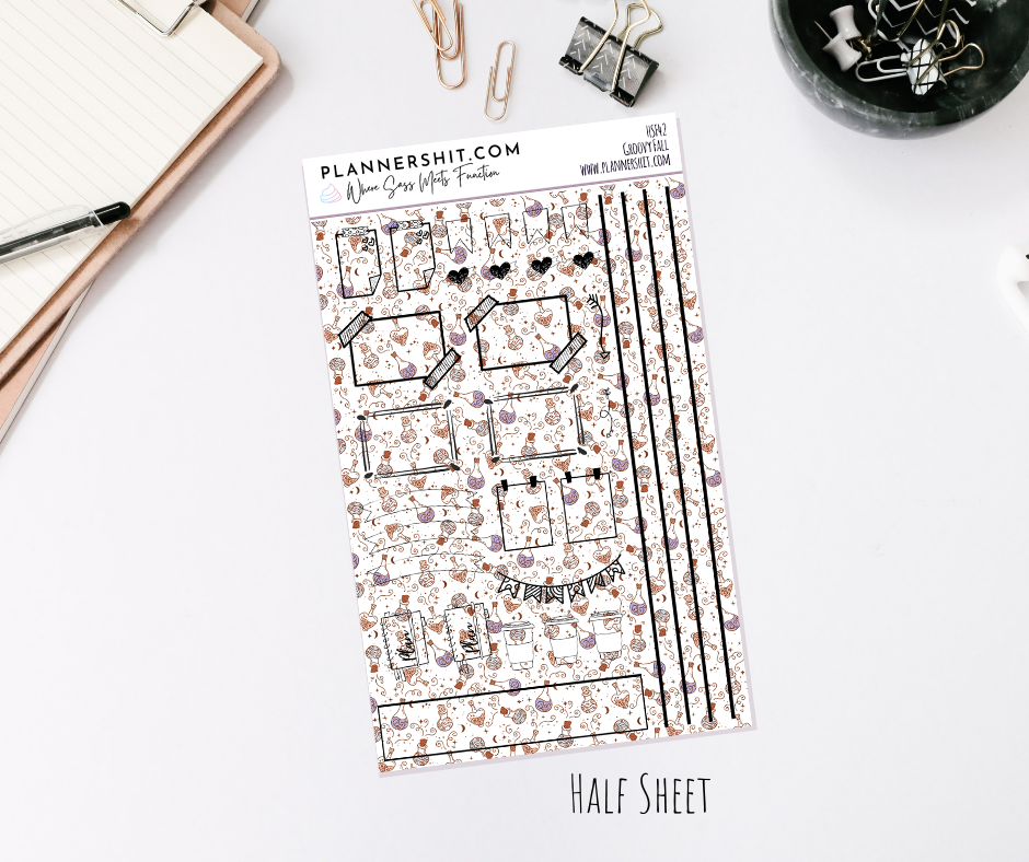 Half Sheet Planner Stickers - Groovy Fall