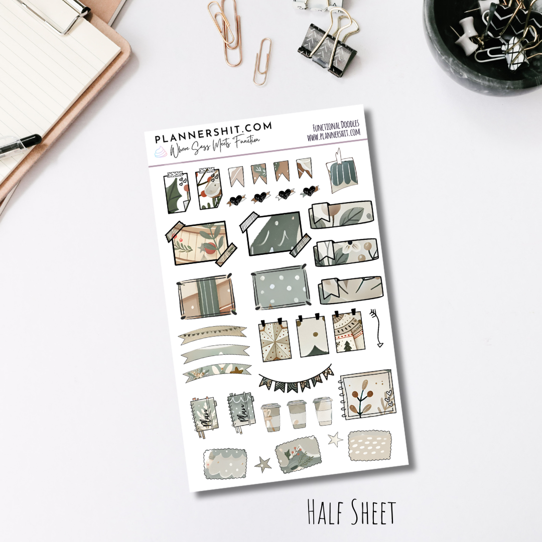 Functional Doodles - Neutral Christmas Doodles