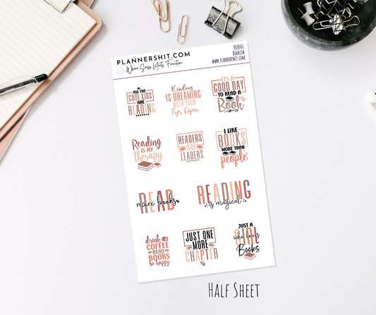 Half Sheet Quote Stickers - Bookish 1