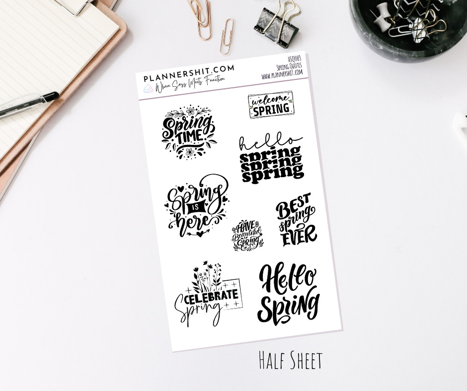 Half Sheet Quote Stickers - Spring Quotes