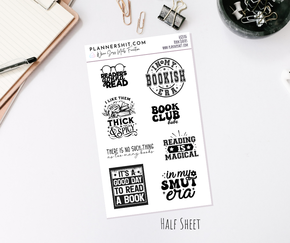Half Sheet Quote Stickers - Book Quotes