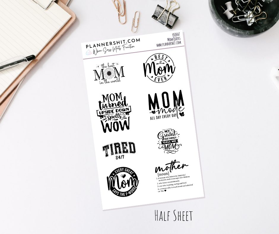 Half Sheet Quote Stickers - Mom Quotes