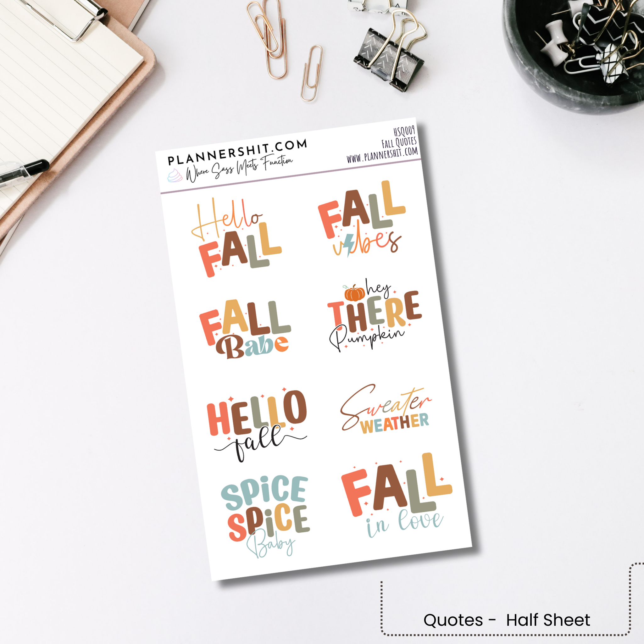 Half Sheet Quote Stickers - Fall Quotes